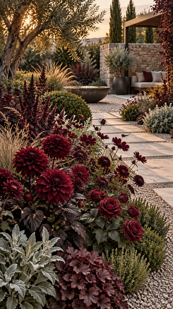 🥈 Best 2 Burgundy Flowers Garden With Moody Modern Planting
