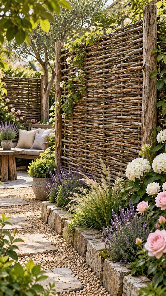 🥈 Best 2 Tree Branch Garden Projects With a Woven Privacy Screen