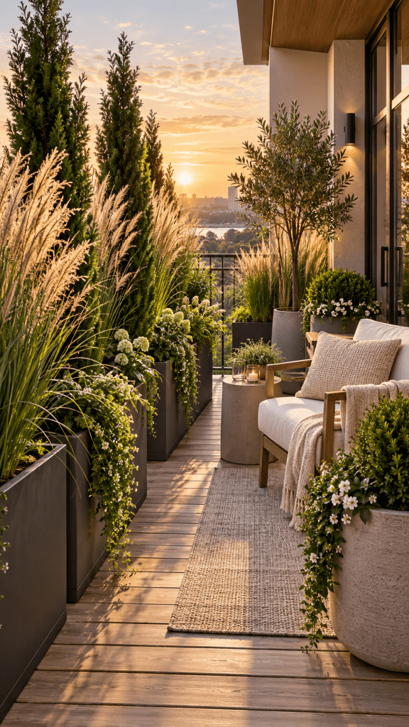 🥈 Top 2 Deck and Balcony Planters for Privacy With Tall Sculptural Planting