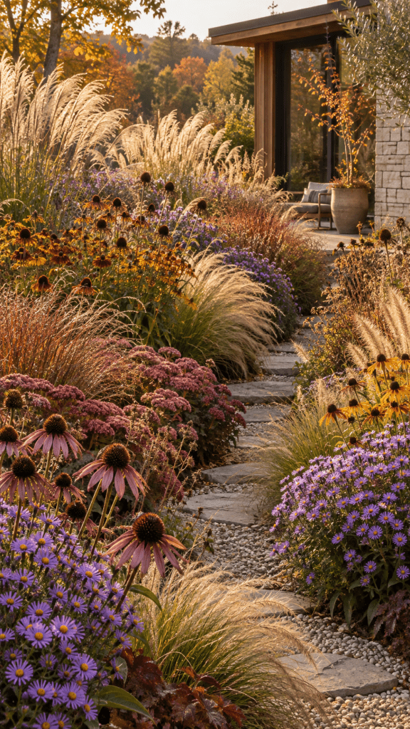 🥉 Top 3 Naturalistic Fall Flowers With Ornamental Grasses