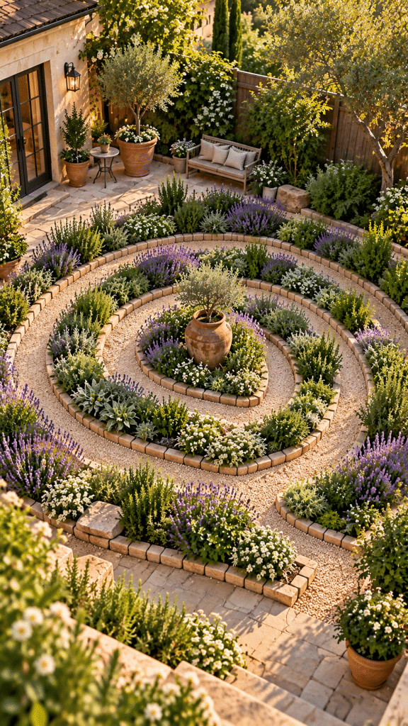 🥇 Top 1 Small Backyard Labyrinth Garden Ideas With a Fragrant Herb Spiral and Mediterranean Elegance