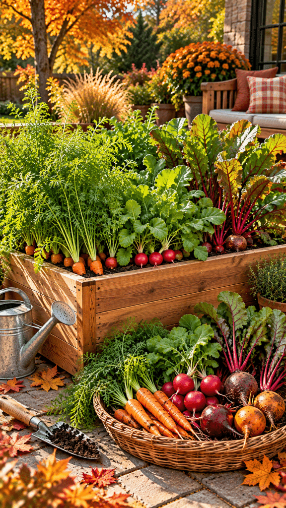 🥈 Best 2 Fall Container Garden Ideas With Colorful Root Vegetables and Edible Foliage