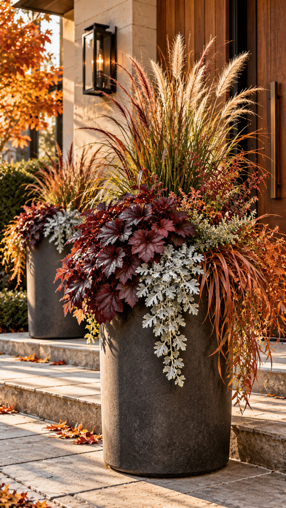 🥈 Best 2 Fall Planter Ideas With Modern Architectural Foliage and Sculptural Luxury Containers