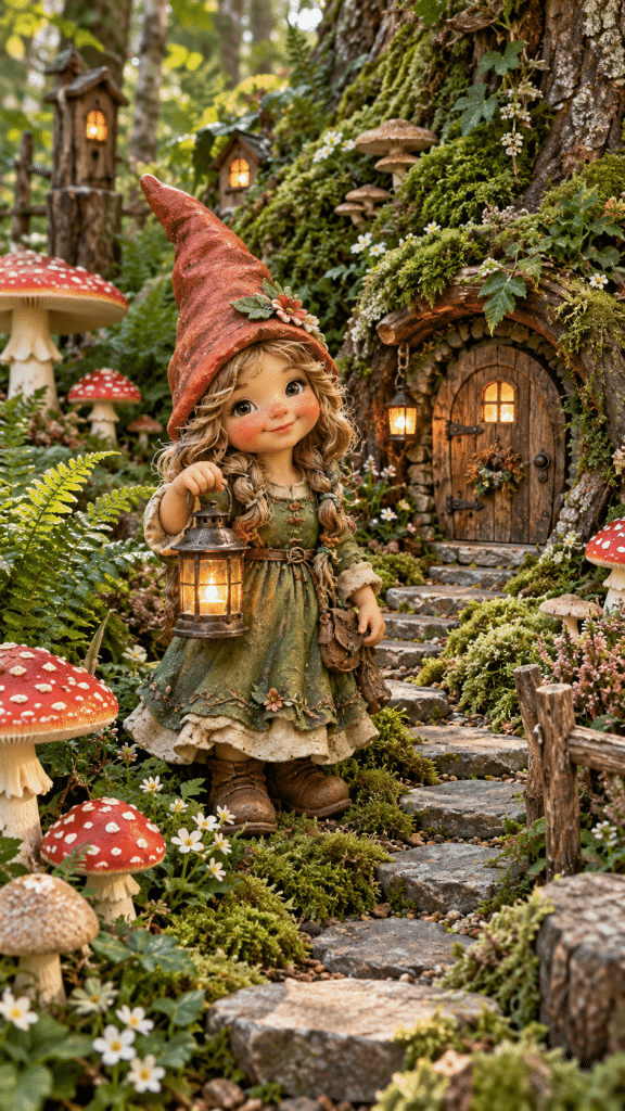 🥈 Best 2 Female Garden Gnome Ideas With an Enchanted Woodland Mushroom Village