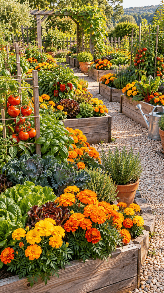 🥈 Best 2 Marigold Flower Garden Ideas for a Beautiful Vegetable Garden