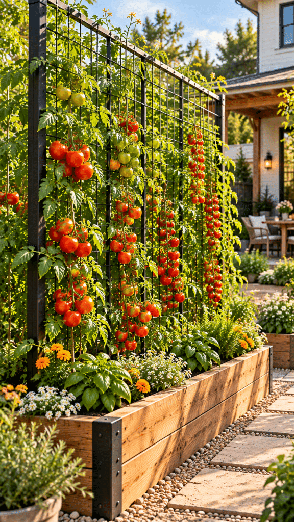 🥈 Top 2 Tomato Plant Trellis Ideas With Sculptural Metal Panels and a Stunning Vertical Garden Wall