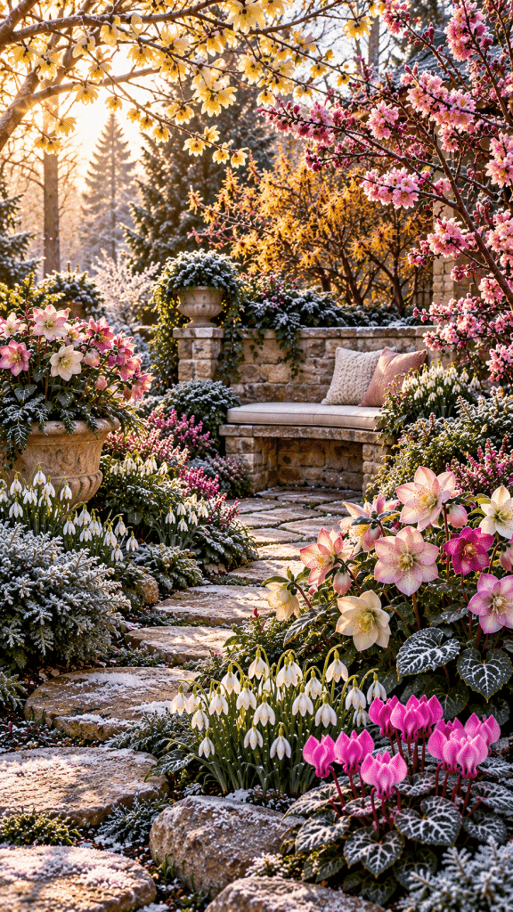 🥈 Top 2 Winter Flower Garden Ideas With a Fragrant Winter Bloom Sanctuary and Intimate Garden Alcove