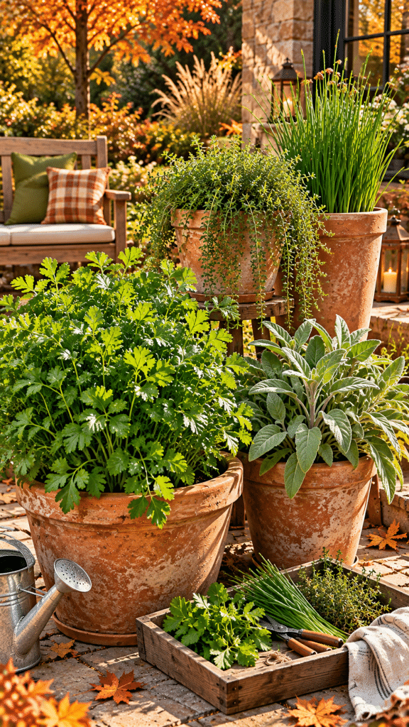 🥉 Best 3 Fall Container Garden Ideas With a Cozy Culinary Herb Garden