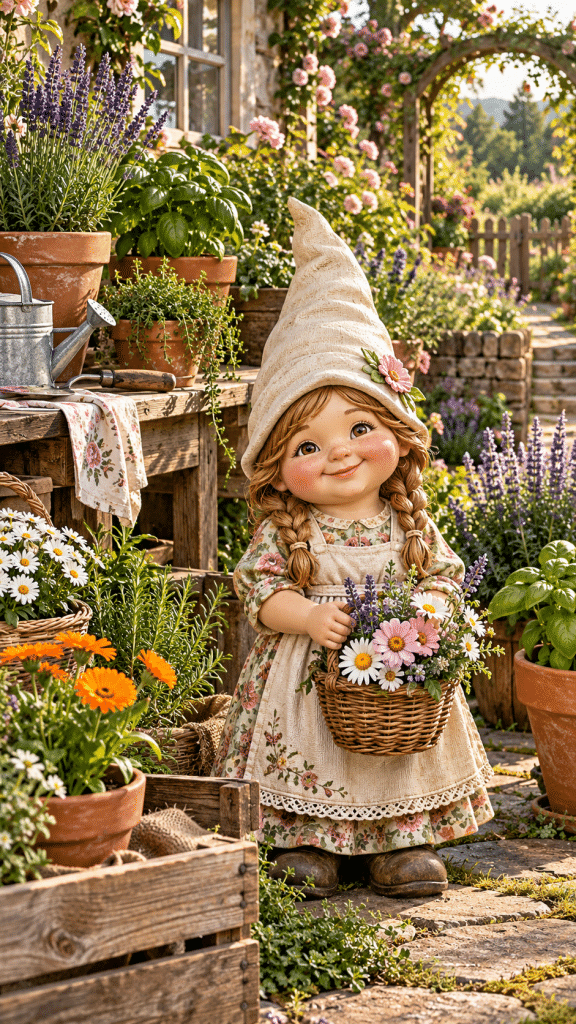 🥉 Best 3 Female Garden Gnome Ideas With a Cozy Cottage Garden Harvest Corner