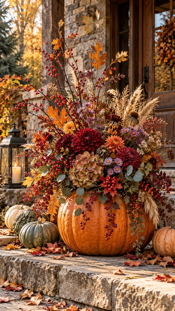 🥉 Best 3 Pumpkin Flower Arrangement With Wild Woodland Branches and Berries